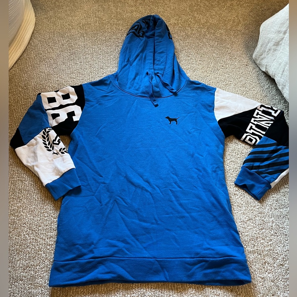 “PINK” blue hoodie